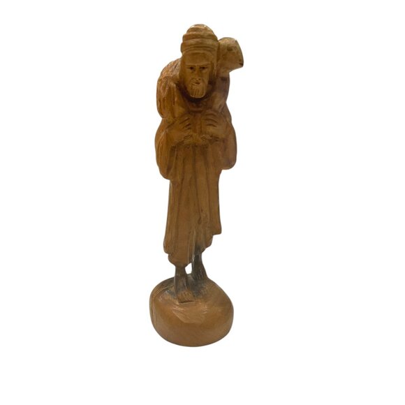 Hand Carved Wooden Shepherd 6.5” Nativity Figure Rustic Replacement Vintage - Picture 4 of 4